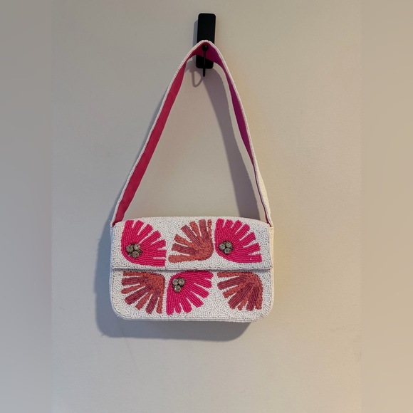 Anthropologie Handbags - Anthropologie Fiona Beaded Bag, Floral Edition - Pink Geometric, NWT